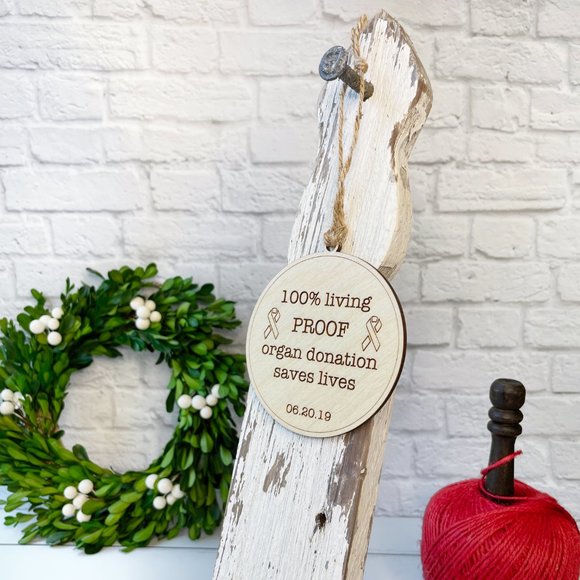 Custom engraved keepsake wood Heart Transplant ornament - Picture 2 of 4